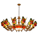 Axyaa Butterfly Design Stained Glass Chandelier - Colorful Lighting for Home and Business