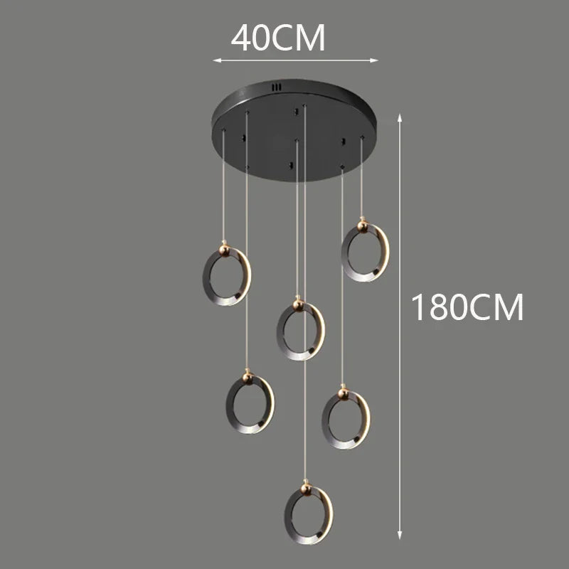 Axyaa Staircase Chandeliers: Modern LED Pendant Light Lamps for Living Room