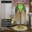 Axyaa Tassel French Floor Lamp Retro Green Patterned Fabric Lampshade Princess Bedroom