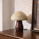 Axyaa Ceramic Mushroom Table Lamp LED Wood Art Decor Light for Bedroom