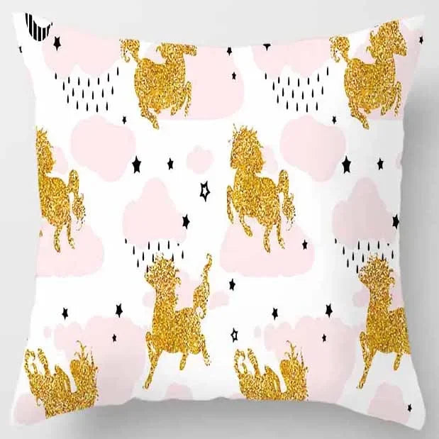 Axyaa Yellow Pink Pattern Square Pillowcase Home Decoration Cushion Cover