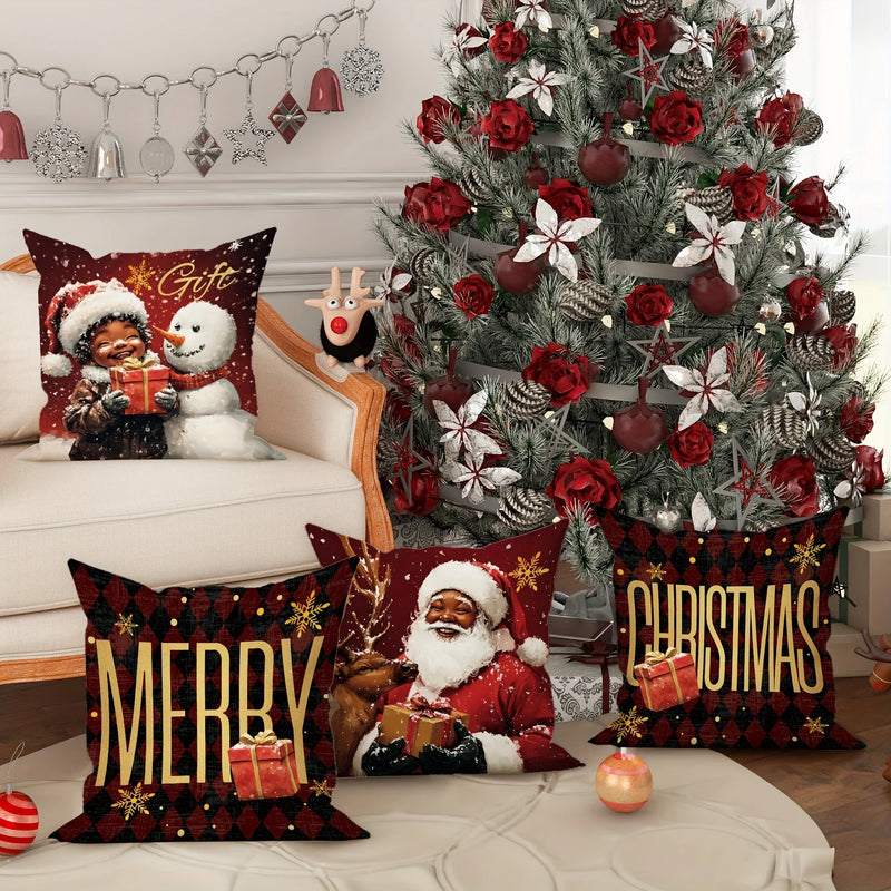 Axyaa Christmas Pillowcase: Santa Claus Snowman Design for Home Sofa Decoration