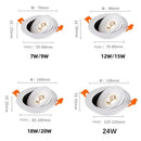 Axyaa LED Downlight: Dimmable COB Spotlight, 360° Adjustable, Home Decor Lighting