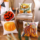 Embroidered Pumpkin Halloween Pillowcase by Axyaa - Cotton Throw Cushion Cover