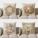 Floral Clock Decorative Digital Print Pillow Cover for Sofa, Bedroom or Car by Axyaa