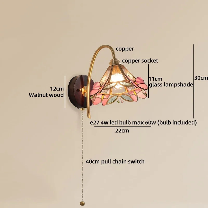 Axyaa Nordic LED Wall Lamp Clear Glass Wood Interior Decor Fixture