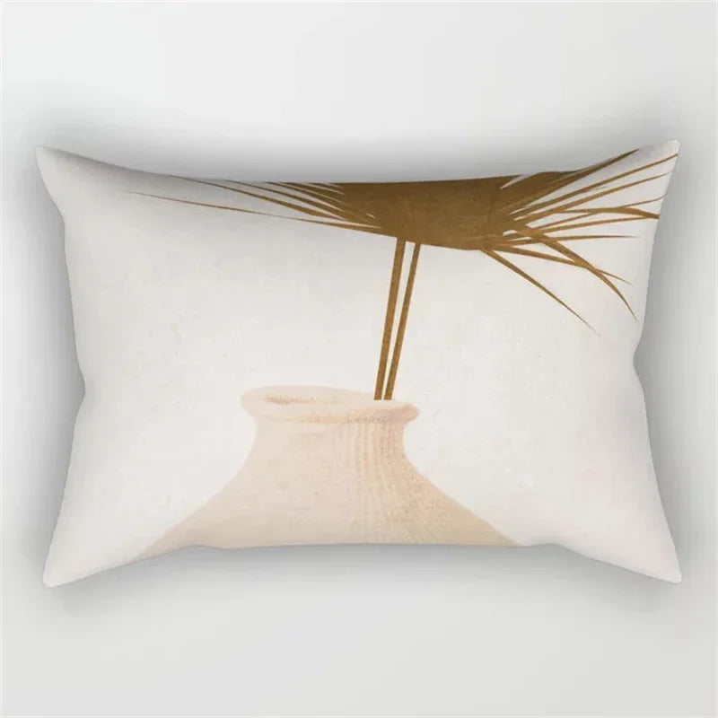 Axyaa Geometric Leaf Plant Print Pillowcase - Modern Nordic Sofa Cushion Cover