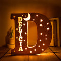 Axyaa Personalized LED Name Wall Decor Night Light with Stars for Family, Couples, Kids - Wooden Lamp