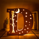 Axyaa Personalized LED Name Wall Decor Night Light with Stars for Family, Couples, Kids - Wooden Lamp