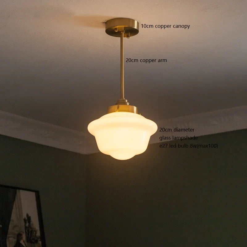 Axyaa White Glass LED Pendant Lamp Nordic Modern Hanglamp for Home, Bathroom, Bedroom