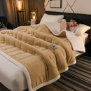 Axyaa Plush Quilted Blanket, Coral Fleece, Double Sided, Thick Bed Cover