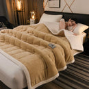 Axyaa Plush Quilted Blanket: Soft Coral Fleece, Double Sided, Thick Bed Cover