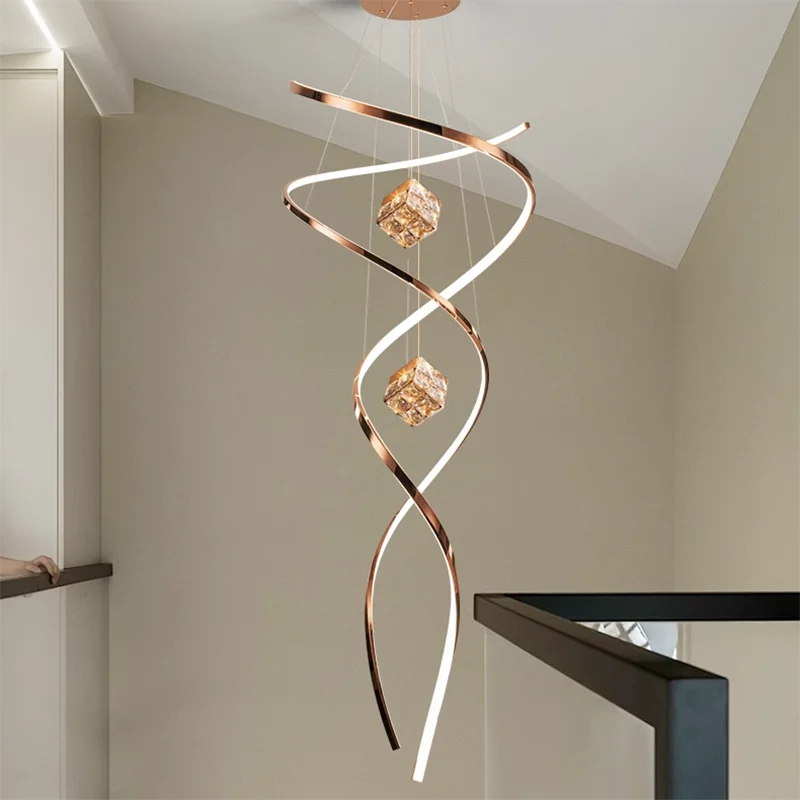 Axyaa Staircase Chandeliers LED Pendant Light Lamps for Living Room Eco-Friendly Lighting