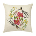 Axyaa Colorful Bird Flower Cushion Cover 45x45cm Linen Pillowcase Office Decoration