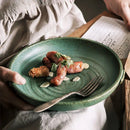 Axyaa Retro Plate with Handle - Round Platter for Dining and Entertaining