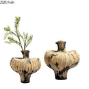 Axyaa Sandstone Ceramic Vase with Artificial Flowers for Desk and Home Decoration
