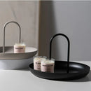 Axyaa Nordic White Round Jewelry Tray with Handle for Stylish Storage