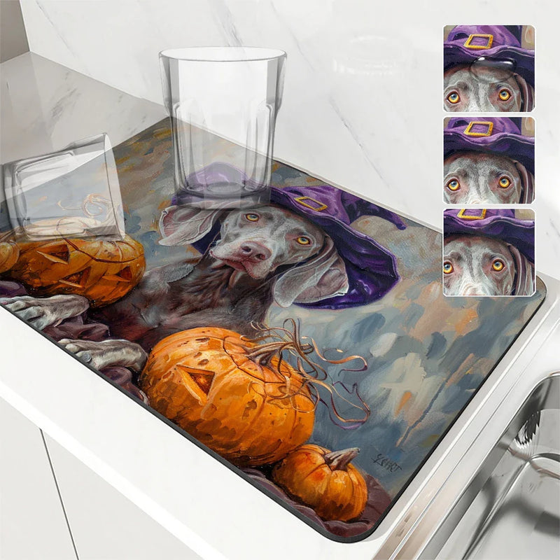 Axyaa Halloween Pumpkin Drain Pad Kitchen Drying Mat
