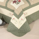 Axyaa Farmhouse Green Floral Quilted Bedspread Set