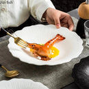 Axyaa Flower Striped Ceramic Plate Set.