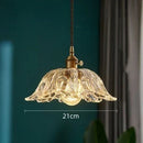 Axyaa Glass Chandelier Brass Walnut Amber Flower Glass Home Decor