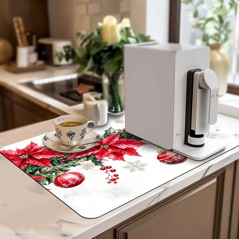 Axyaa Christmas Berry Kitchen Draining Mat