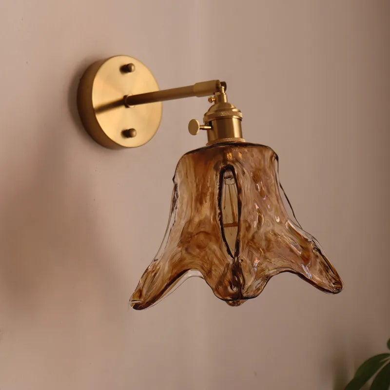 Axyaa Nordic Amber Glass LED Wall Lamp for Living Room and Bathroom