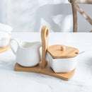 Axya White Ceramic Sugar & Milk Pot Set with Countertop Coffee Milk Cup