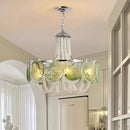 Axyaa Pink Glass Pearl Chandelier - Murano Style Vintage Living Room Light
