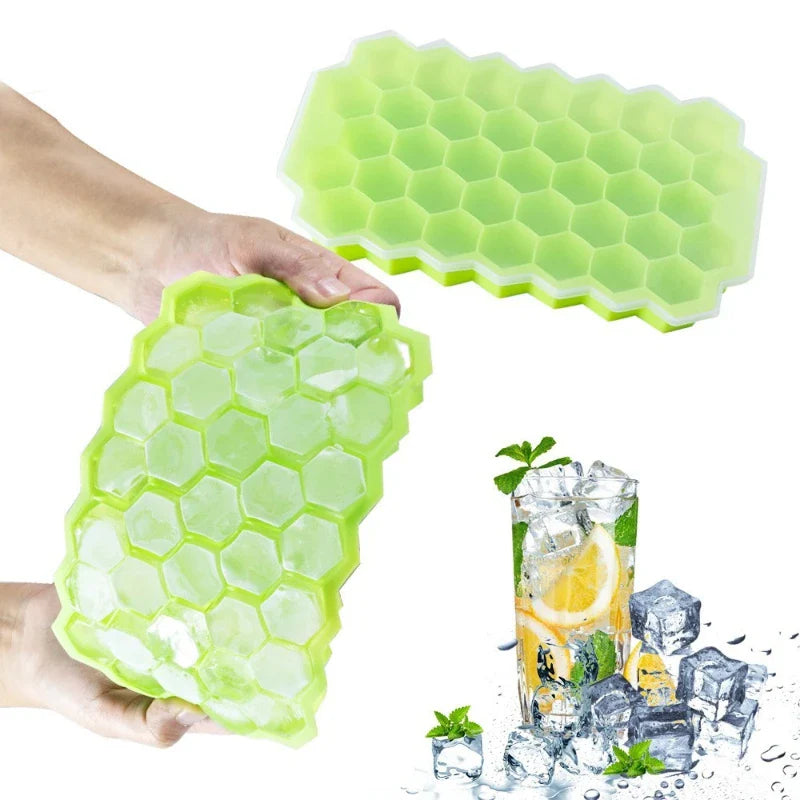 Axyaa Silicone Honeycomb Ice Mold with Lid for Cocktails & Whiskey