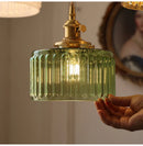 Axyaa Nordic Green Glass Pendant Lamp - Brass Ceiling Lighting for Kitchen Island