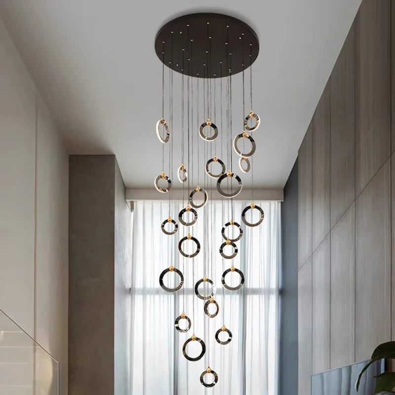 Axyaa Staircase Chandeliers: Modern LED Pendant Light Lamps for Living Room