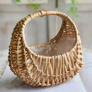 Axyaa Willow Rattan Wedding Basket Half Moon Storage Handle Flower Girls Picnic Container