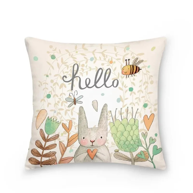 Easter Bunny Polyester Throw Pillow for Home Decor Sofa by Axyaa
