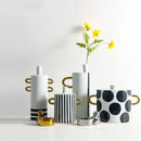 Axyaa Black White Dots Geometric Ceramic Vase Home Decor Ornament