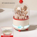 Axyaa Rotating Makeup Brush Holder with Lid - Clear Brush Organizer