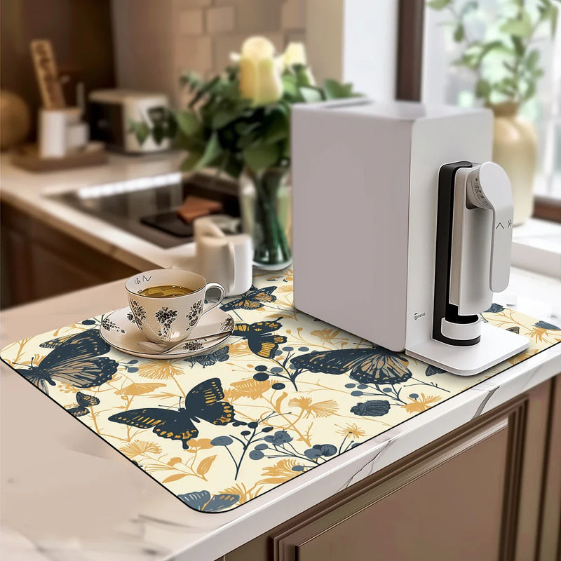 Axyaa Watercolor Plants Drain Pads - Absorbent Tableware Mat
