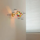 Axyaa Colorful Glass LED Wall Sconce, Pull Chain Switch, Adjustable Copper Arm