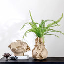 Axyaa Irregular Fold Pattern Ceramic Vase | Wavy Shape Flower Pot & Fruit Dish