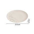 Axyaa White Porcelain Steak Plate, Half Rock Textured Dining Plate, Tableware
