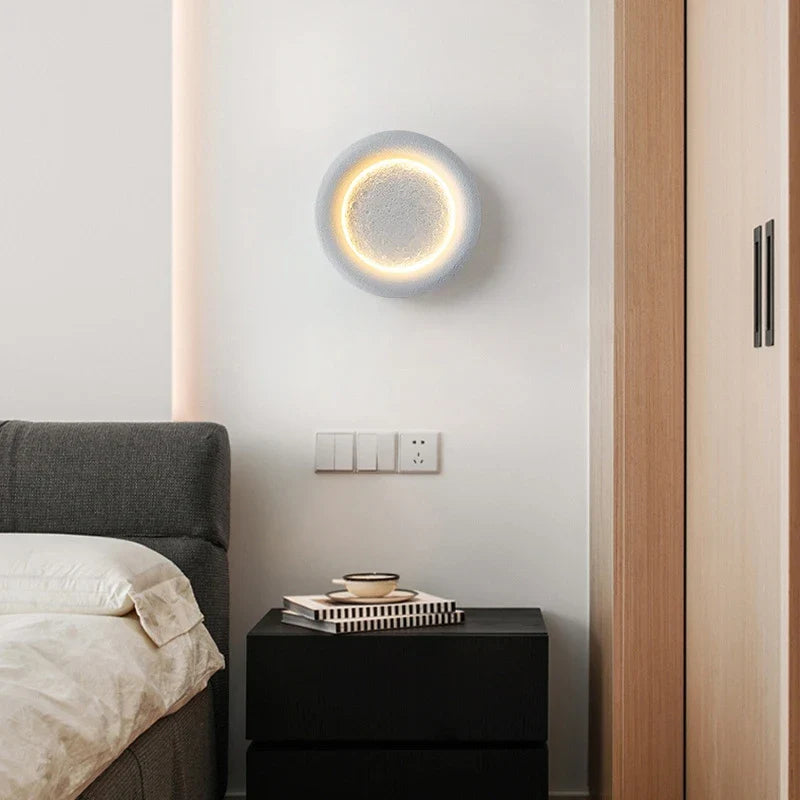Axyaa White Moon Starry Wall Lamp Decorative Nightstand for Bedroom