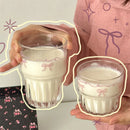 Axyaa Kawaii Glass Cup Bowknot Design for Drinks & Desserts