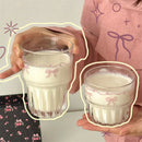 Axyaa Bowknot Glass Cup Set - Cute Korean Aesthetic Drinkware for Various Beverages