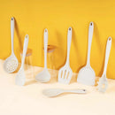 Axyaa Silicone Kitchen Utensils Set - Beige White Cooking Tools Spatula Turner Shovel Colander