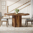 Axyaa 55" Rustic Wood Oval Dining Table for 4-6 People, Small Seminar Table