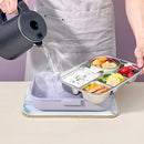 Axyaa Stainless Steel Lunch Container, 4/5 Compartment Sealed Student Lunch Box