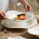 Axyaa White Ceramic Straw Hat Dish Irregular Salad Soup Plate