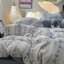 Axyaa Fresh Blue Floral Duvet Cover Set - Wrinkled Yann Bedding in Washing Cotton