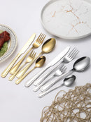 Axyaa Gold Stainless Steel Tableware Set - Knife, Fork, Spoon - 4/6/16/24pcs