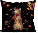 Axyaa Fall Maple Leaf Cat Pillow Cover - Farmhouse Autumn Decor Pillow Case